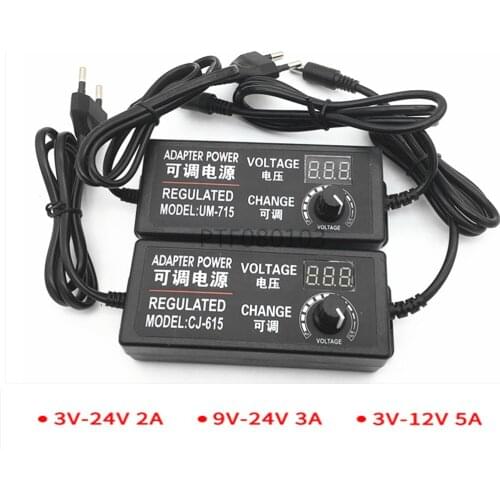 Verstelbare AC naar DC 3 V-12 V 3 V-24 V 9 V-24 V Universele adapter met scherm spanning Gestabiliseerde voeding adatpor 3 12 24