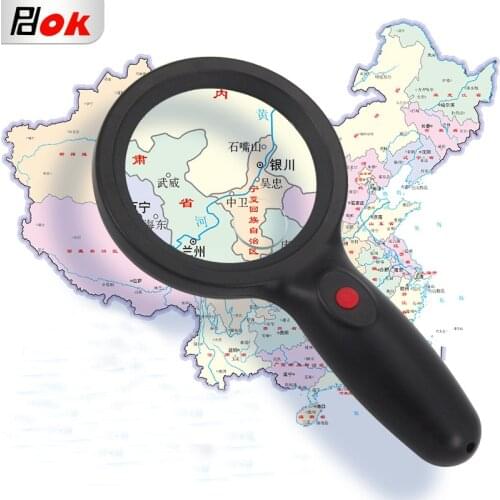 Large Lens 98mm Dia Magnifying Glass with Bright 18 LED Lights 10x or 5x/15x Jumbo Reading Handheld Magnifier Glass with Lamp