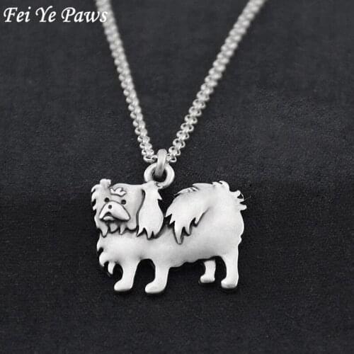 Vintage 3D Pekingese Pendant Stainless Steel Chain Necklace Colar Boho Dog CharmsPendants For Women Men Jewelry Best Friend Gift