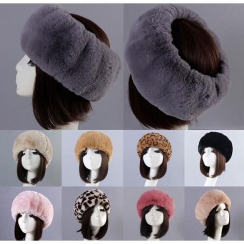 Women Beanie Faux Fur Visor Cap Fashion Casual Leopard Print Winter Warm Comfortable Female Short Plush Hairband Empty Top Hat