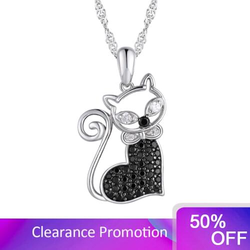 GZ ZONGFA Design Shining fine jewelry 925 Sterling Silver cat pendant necklace Black Spinel gem accessories women necklace