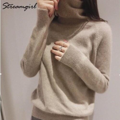 Streamgirl Winter Cashmere Sweater Women Sweaters And Pullovers Black Turtleneck Women Cashmere Jumper Warm Thick Sweater Female