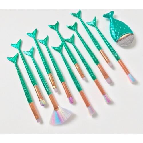 10/15PCS Rainbow Mermaid Makeup Brushes Angled Eyebrow Brush Eyeshadow Blush Concealer Cosmetic Make Up Kit Nose Lip Brush Tools