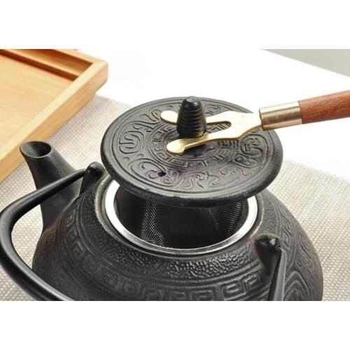 100pcs Ebony Handle Copper Iron Pot Fork Insulation Heat Tea Clips Cast Iron Head Coffee Tea Pots Iron Pot Accessories