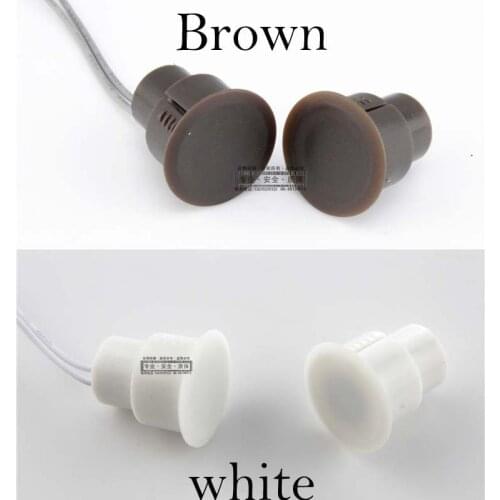 2 pair Brown or White Wired Round Wired Door Window Magnetic Contact Safety Sensor Magnetic Switch Hidden mounting