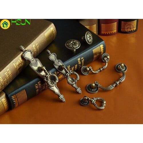 2 pcs 6style Countryside Dresser Pulls Handles Cabinet Drop Pull Drawer Handle Chinese Style Cupboard Knob Furniture Hardware