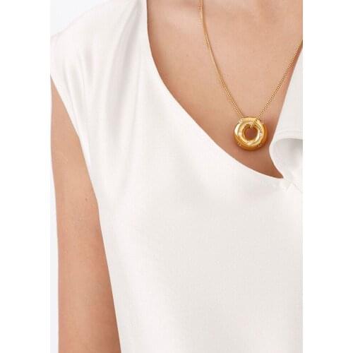 2021 new product S925 full body silver donut with zircon creative style two-color pendant necklace for women