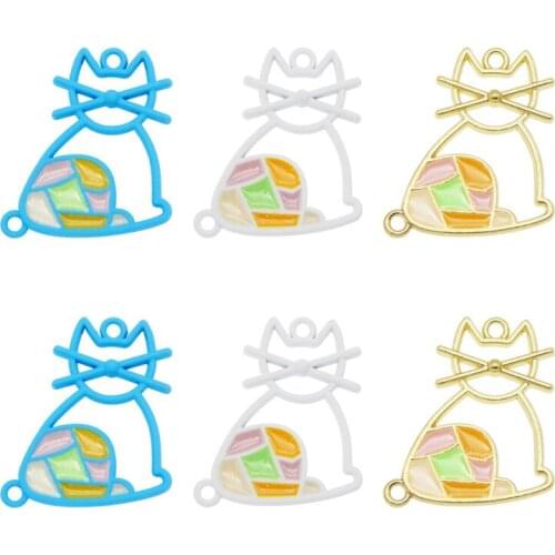 3/6pcs/pack Mix Enamel Charms Lucky Cat Koi Fish Animals dangle earrings accessories Necklace Pendant brooches Charms Child Gift