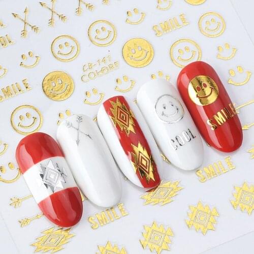 1pcs 3D Nail Sticker Decals Gold Silver White Black Hollow Nail Sliders Heart Moon Wire Tips Nail Art Decorations
