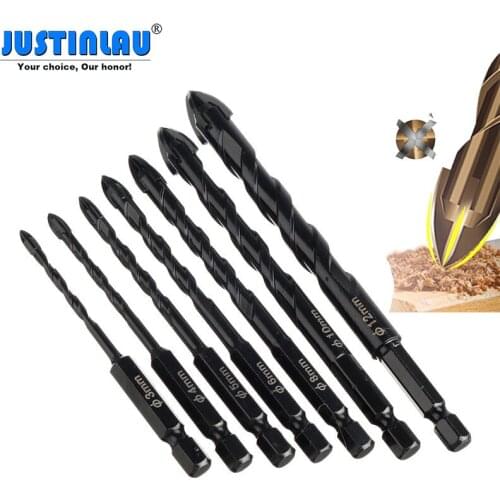 7Pcs 4 Flutes Masonry Drill Bits Tungsten Carbide Tip Ceramic Concrete Drill Bit Set For Glass Tile Brick Plastic and Wood Wall