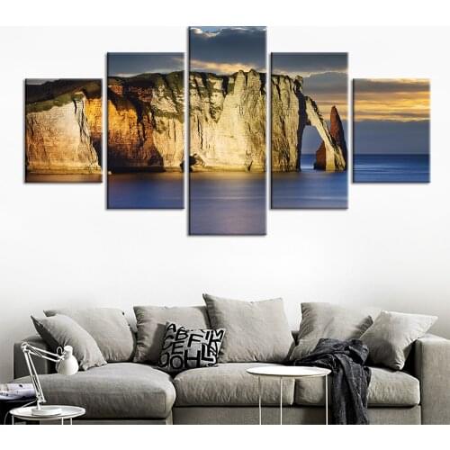 5 Pieces Wall Art Prints Poster Coast Seascape Canvas Painting Seaside Cliff Picture for Living Room Home Decoration