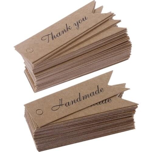 50xKraft Paper Hang Tag Dovetail Shape Packaging Gift Bookmark Wrapping Decor