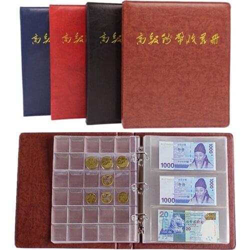 Banknote Collection Album Faux Leather Wear-resistant Money Coin Collecting Book Storage Currency Album Protective Loose Leaf