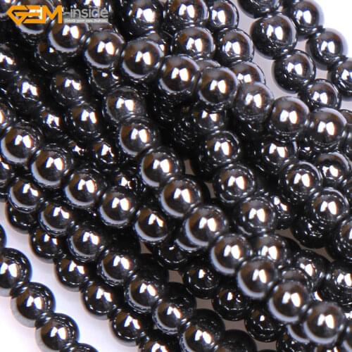 Gem-inside Natural Round magnetic magnetite Hematite healing stone Beads For Jewelry Making Bracelet Necklace 15inches 3mm DIY