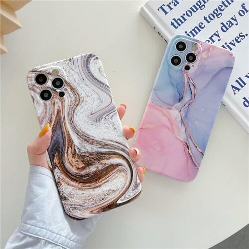 Ink Painting Marble Phone Case For iPhone 12 11 Pro Max XR X XS Max 7 8 Plus 12 Mini Luxury Soft Silicone Shockproof Back Cover