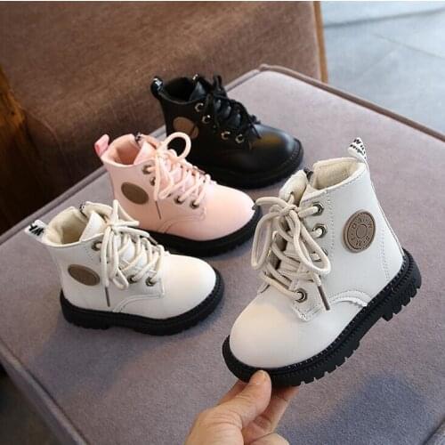 Childrens Boots Warm Cotton Kids Ankle Shoes Boys Martin For Little Boys Girls Zipper Thick Plush Soft PU Waterproof Toddler