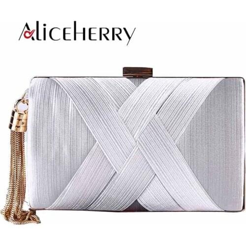 Elegant Women Silk Lady Wedding Handbag Gold Green Clutch Tassel Purse Banquet Bag Party Evening Bags Chains pochette soiree