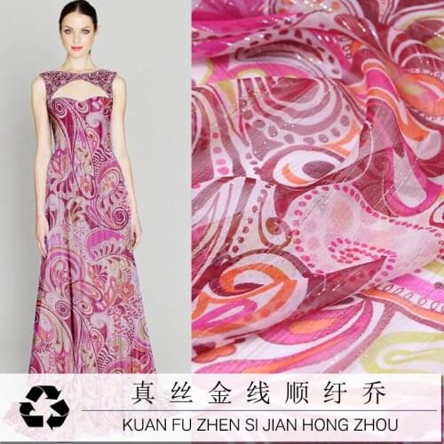 Europe Summer Gold shun yu Joe Silk Fabric Silk Scarf da bai qun Fabric Offers Silk Fabric
