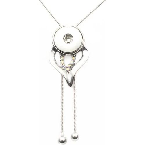 Hot selling 1pcs/lot Crystal Round Snap Buttons Necklace long Snake Chain 50cm Alloy pendants for women Necklace