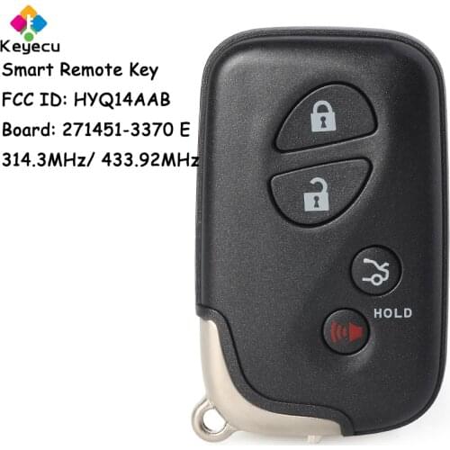 KEYECU Smart Remote Control Car Key With 4 Buttons - FOB for Lexus IS250 IS350 ES350 GS300 FCC ID: HYQ14AAB P/N: 271451-3370 E