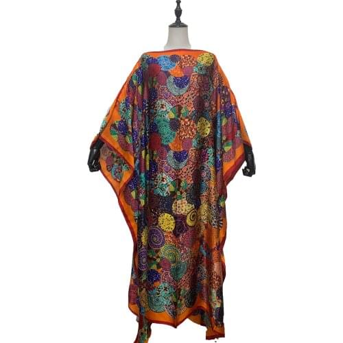 Classic floral Printed summer smooth silk boho sexy lady maxi dress loose Thailand holiday party Beach kaftan dress