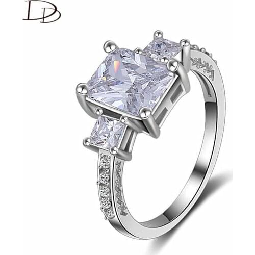 DODO Vintage Three Square AAA Cubic Zircon Rings For Women White Gold Color Copper Ring Fashion Jewelry Anel Mujer Bijoux Dd032