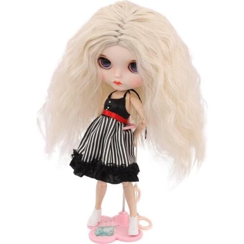 Korea High Temperature Fiber Very Light Blonde Fluffy Deep Curly Baby Doll hair wig for Bly the/ Pullip Doll