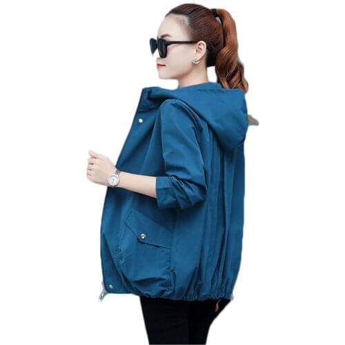 Short Windbreaker Coats For Women 2020 Spring Autumn Korean Loose Hooded Large Size 3XL Trench Coat Female Outerwear L4
