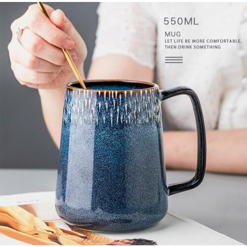 Colorful mugs coffee mug drinkware European style large capacity ceramic water cup simple couple coffee cup retro tea cup