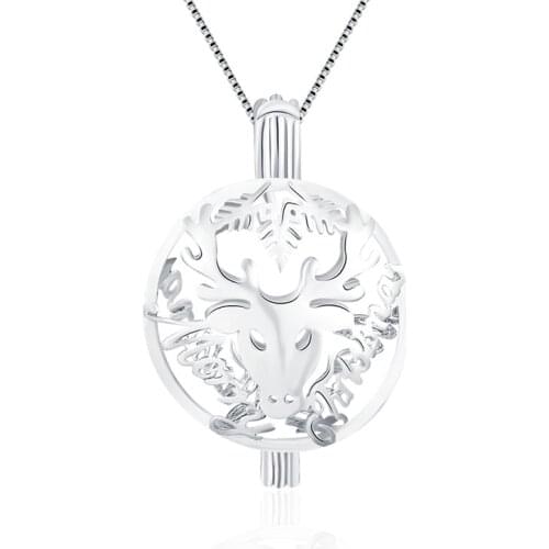 CLUCI 3pcs Silver 925 Deer Alther Pendant for Necklace Women Animal Pendant Jewelry 925 Sterling Silver Pearl Locket SC154SB