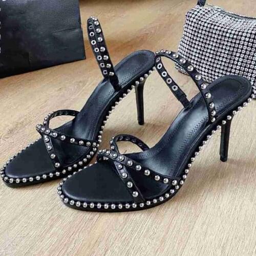 Summer Women Shoes Ladies Black Sandals Female Party Chaussures String Bead High Heels Sandales Peep Toe Sandalias Fashion