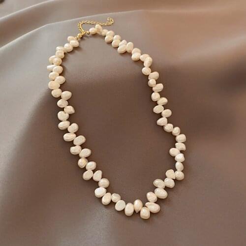 Korean hot selling fashion jewelry irregular natural freshwater pearl necklace elegant womens daily birthday gift accessories
