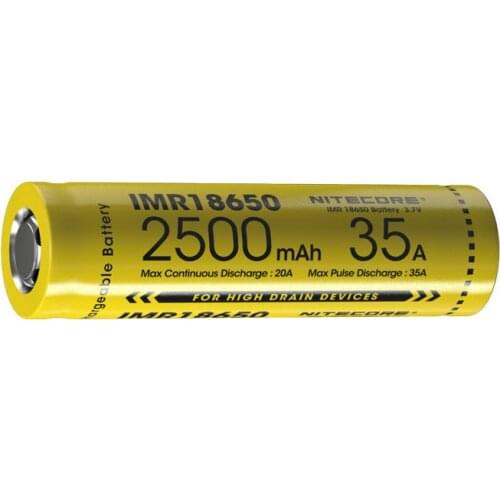 Topsale NITECORE IMR18650 2500mAh 35A 3.7V Li-ion Protected Rechargeable Battery High Performace Vaping Devices VAPERS Flat Top