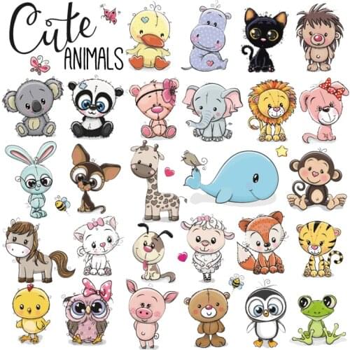 Cute Animals Stickers Patch Baby Diy T-Shirt Eco-Friendly Clothing Stickers Washable Stripe Patch For Clothing Cute Lion Tiger