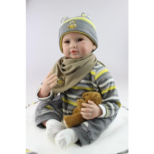 Cute handmade gentleman 55cm silicone reborn baby dolls toys for girls 22inch vinyl babies born doll for sale toys for children