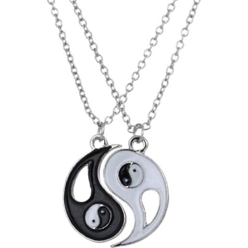 Fashion Chinese Tai Chi Round Pendant Necklace Bracelet Yin Yang Gossip Punk Couple Accessories Jewelry Gifts For Friends Lovers