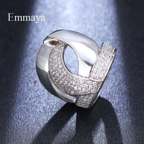 Emmaya New Trendy Fashion Punk Circle Around With Zircon Silver Plated Spiral Attractive Ring Party For Girls