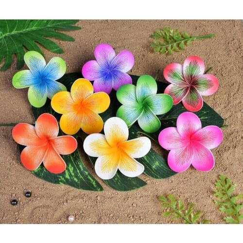 MIXED COLORS Free Shipping 80pcs/lot F1184 9CM Foam Tiare Hair Pick Hair Accessories Hawaii Tropical Flower Headwear Wholesales
