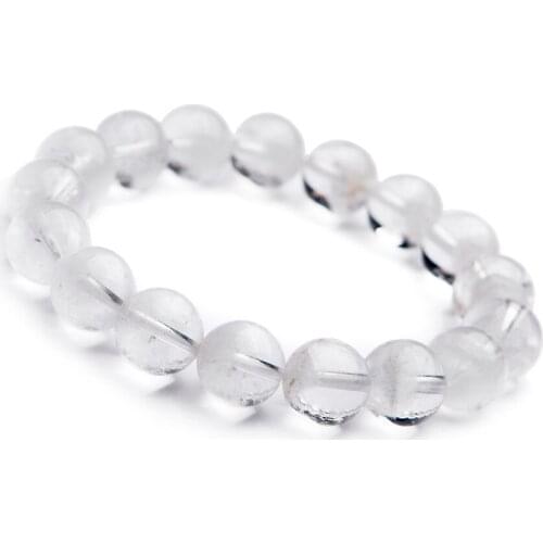 Genuine Natural White Phantom Quartz Crystal Healing Stone Round Beads Women Bracelet 13mm