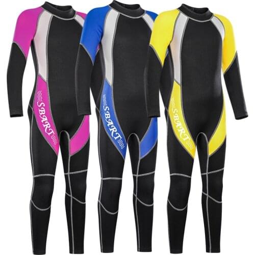 2021 New 2MM Neoprene Childrens Swimsuit Mens and Womens One-Piece Wetsuit Sunscreen Swimsuit Long Sleeve Snorkeling Suit
