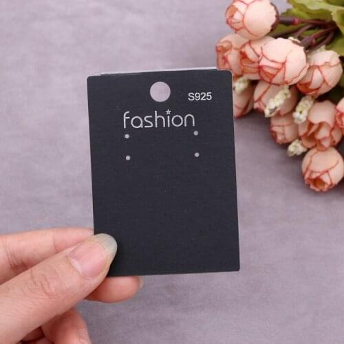 New 5*7cm 100pcs/lot Earrings Packaging Cards PVC Hook Black Paper Earrings Display Card Holder Tags Price Hangers