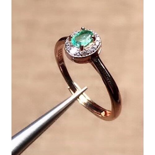 BOCAI New real pure s925 silver jewelry inlaid 4*5mm natural emeralds greatly clarity ample fire color exquisite woman ring