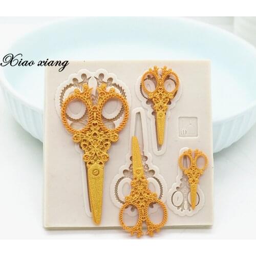 DIY Scissors Silicone Molds Fondant Cakes Decorating Tools Sugarcraft Chocolate Baking Tools For Cakes Resin Molds M1233