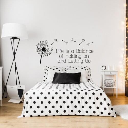 Dandelion Wall Decals Quote Life Is A Balance Of Holding On And Letting Go Wall Art Decal Bedroom Living Room Home Decor LC1820
