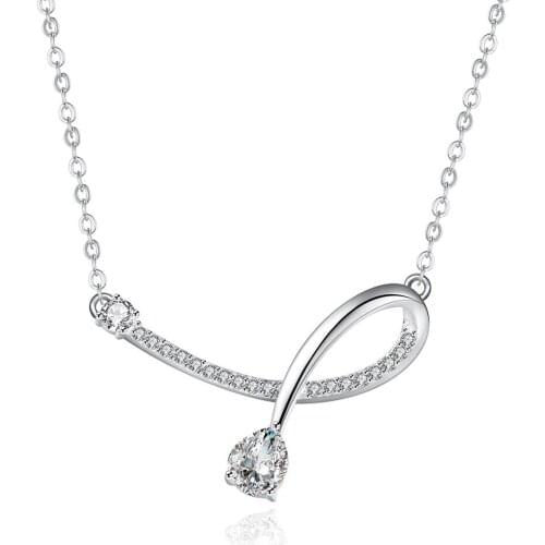 2020 New Fashion Creative Curve Camber Shape Cubic Zirconia CZ 925 Sterling Silver Necklace Fast Free Shipping