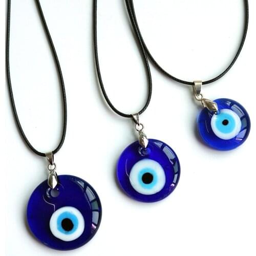 Vintage Sea Blue 30mm Evil Eye Pendants Necklace For Women Men Glass Turkey Evil Eyes Lucky Necklace Choker Jewelry Accessaries