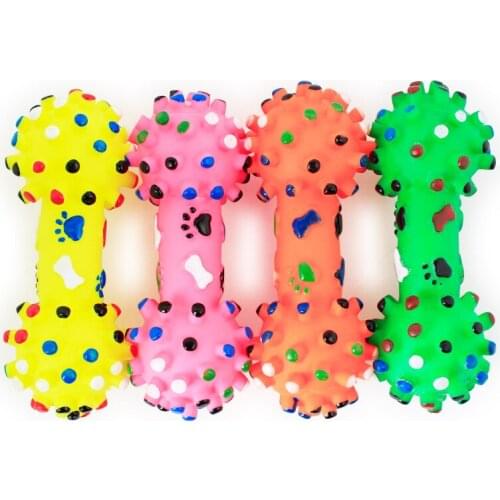 Squeak Indestructible Toy Game Dog Fetch Bones For Dogs Chewing Squeeze Squeakers Sound Squeaky Toy Accessorie Dotted Dumbbell E