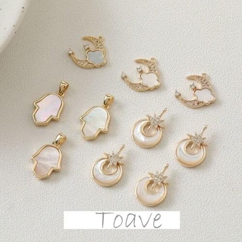 Color Preserving Gold Pendant Copper Inlaid Zircon Sticky Shell Pendant Jewelry Handmade Material Accessories