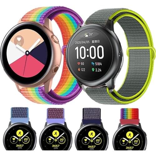 Nylon Loop Strap 20MM 22MM for Amazfit Bip Smart Wristband Watch for Galaxy Active 2 Watch 46mm Gear s3 Watchband Brecelet