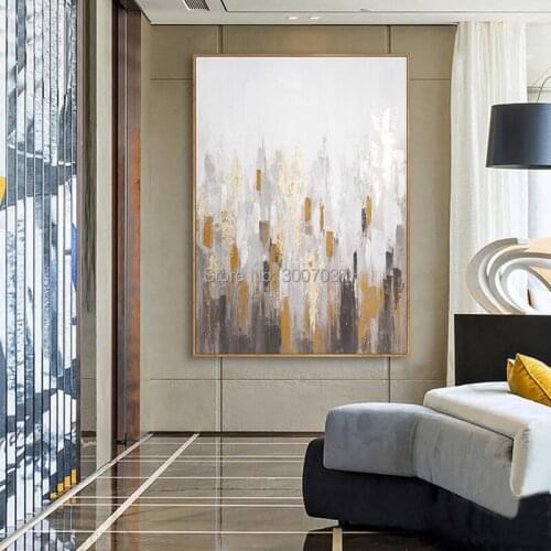 Handmade Abstract Gold oil painting Canvas Painting Fashion Poster Wall Art Picture For Living Room home Decor